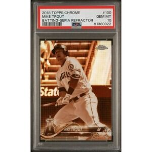 2018 Topps Chrome #100‎ Mike Trout Batting Sepia Refractor PSA 10